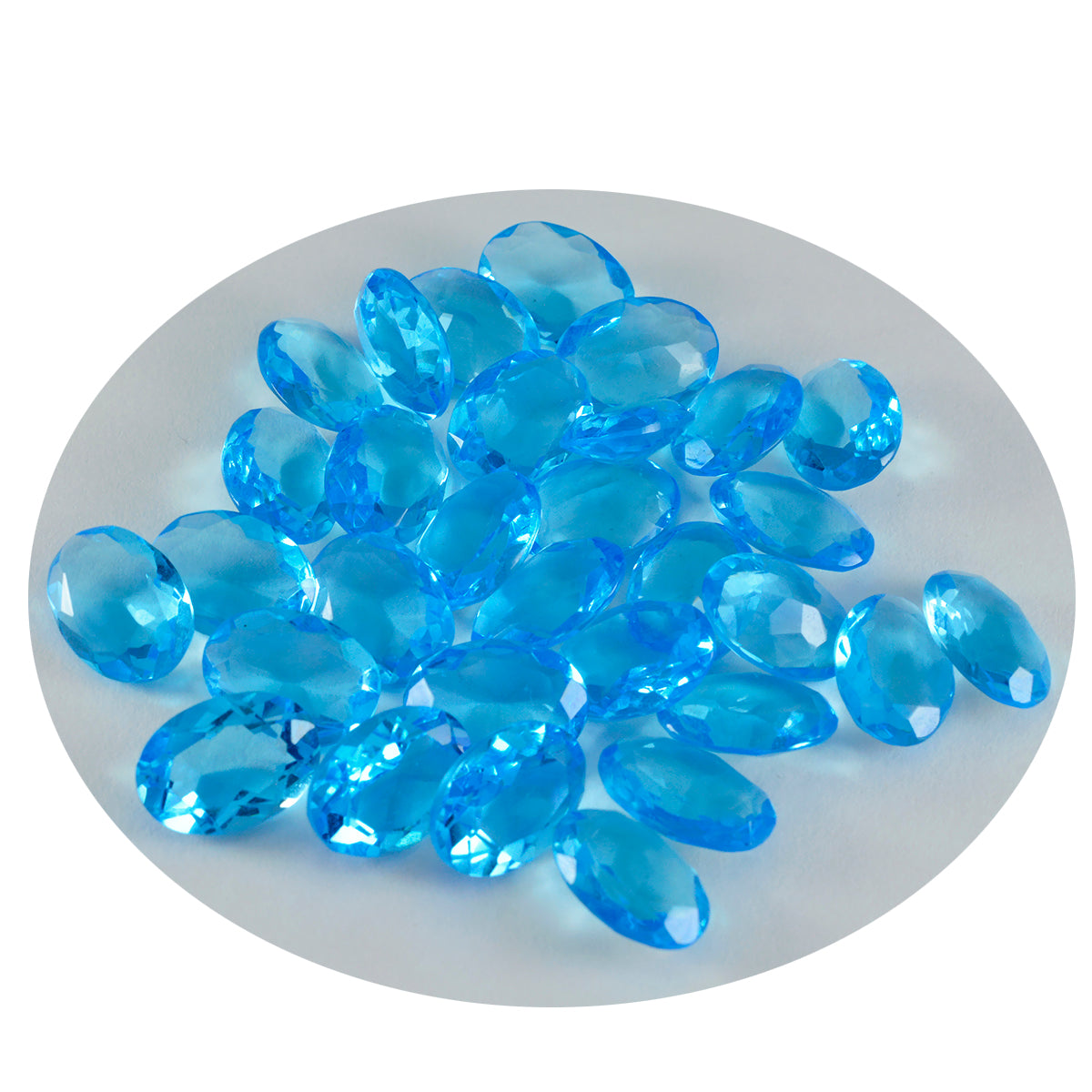 Riyogems 1 pieza Topacio azul CZ facetado 8x10mm forma ovalada calidad atractiva gema suelta