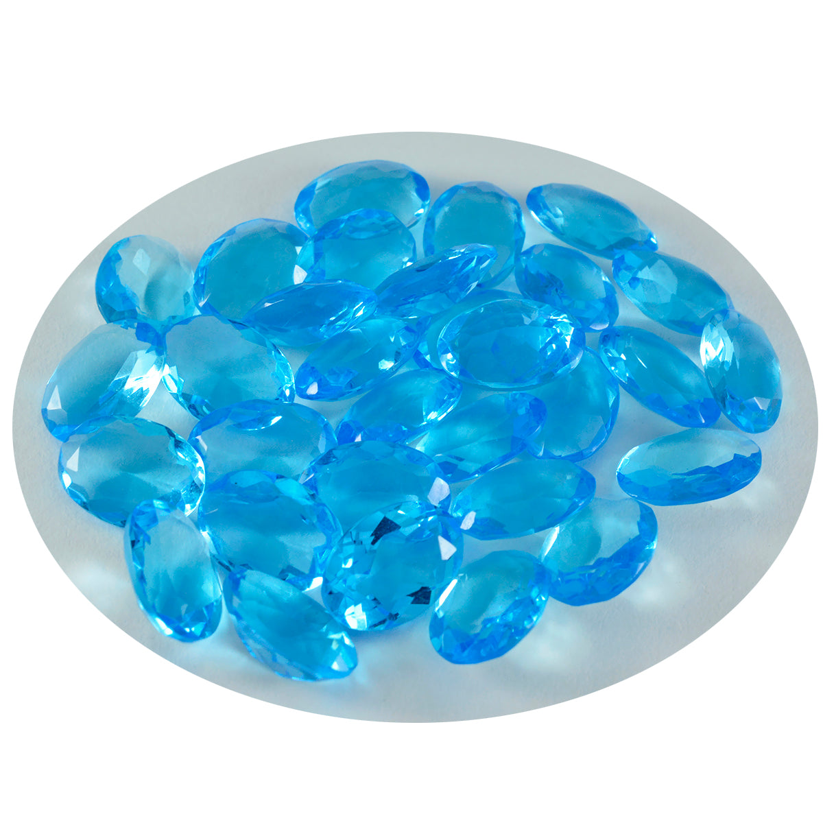 riyogems 1pc ブルー トパーズ CZ ファセット 8x10 mm 楕円形の魅力的な品質のルース宝石