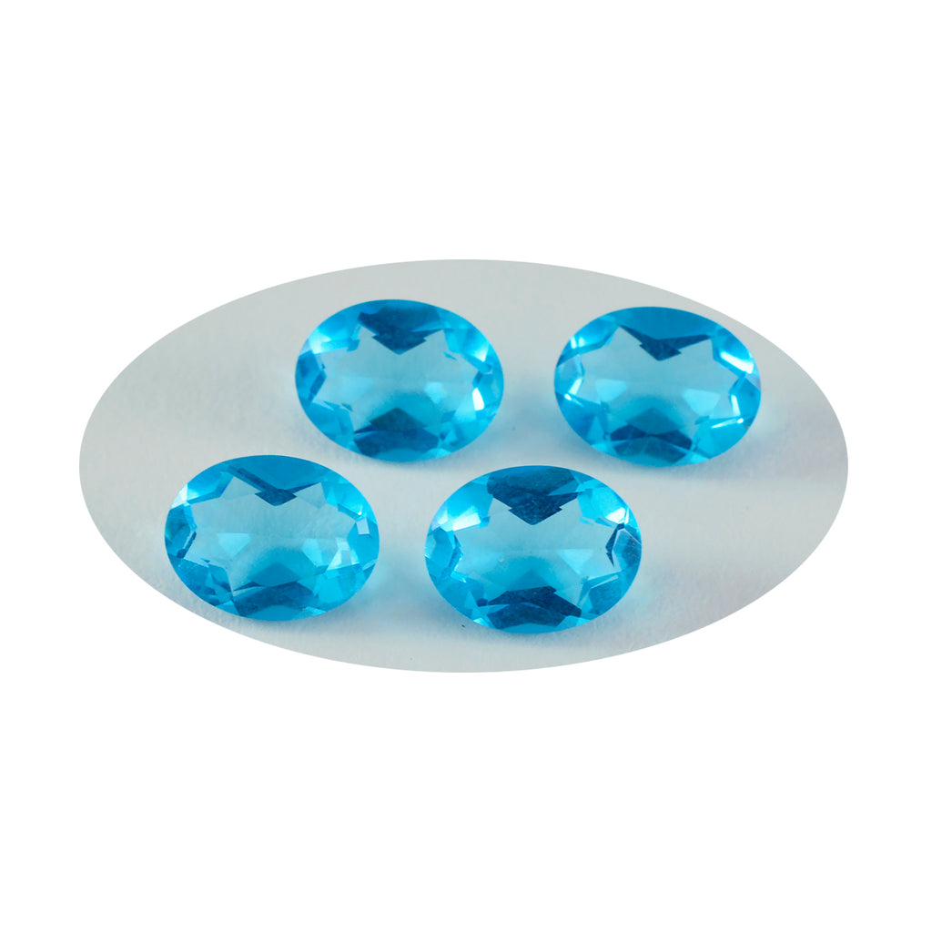 Riyogems 1PC Blue Topaz CZ Faceted 9x11 mm Oval Shape pretty Quality Loose Gems