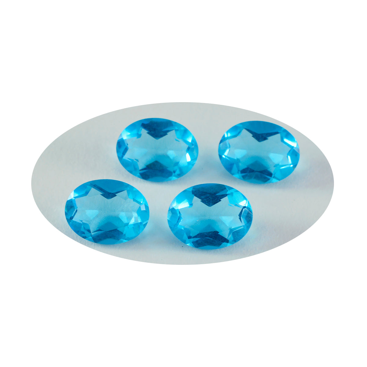 riyogems 1pc ブルー トパーズ CZ ファセット 9x11 mm 楕円形のかなり品質のルース宝石