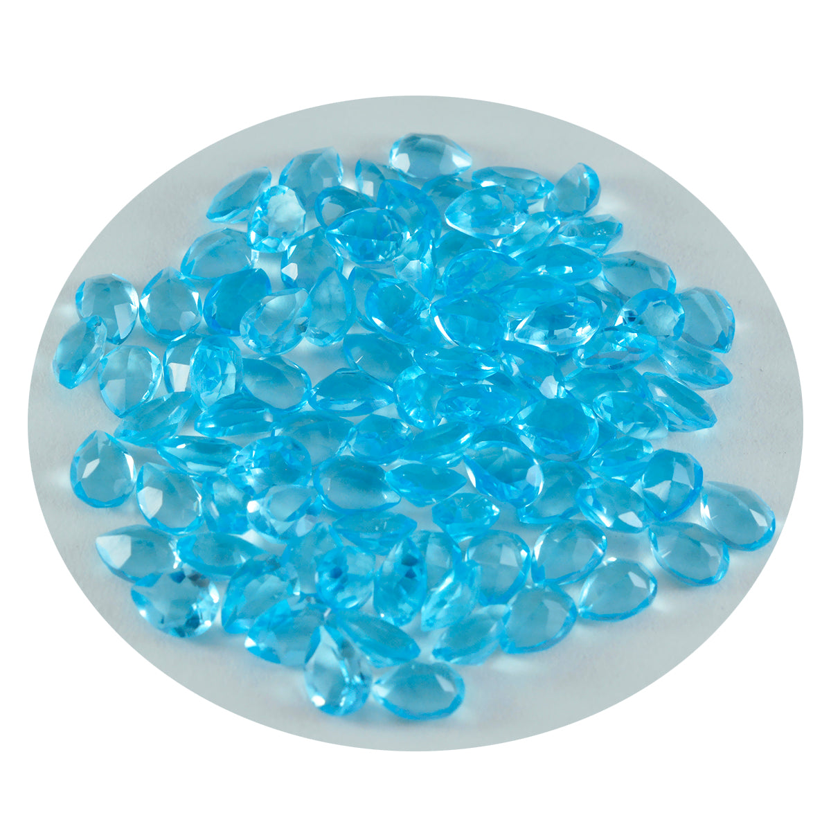 Riyogems 1pc topaze bleue cz facettes 3x5mm forme de poire pierres précieuses d'excellente qualité