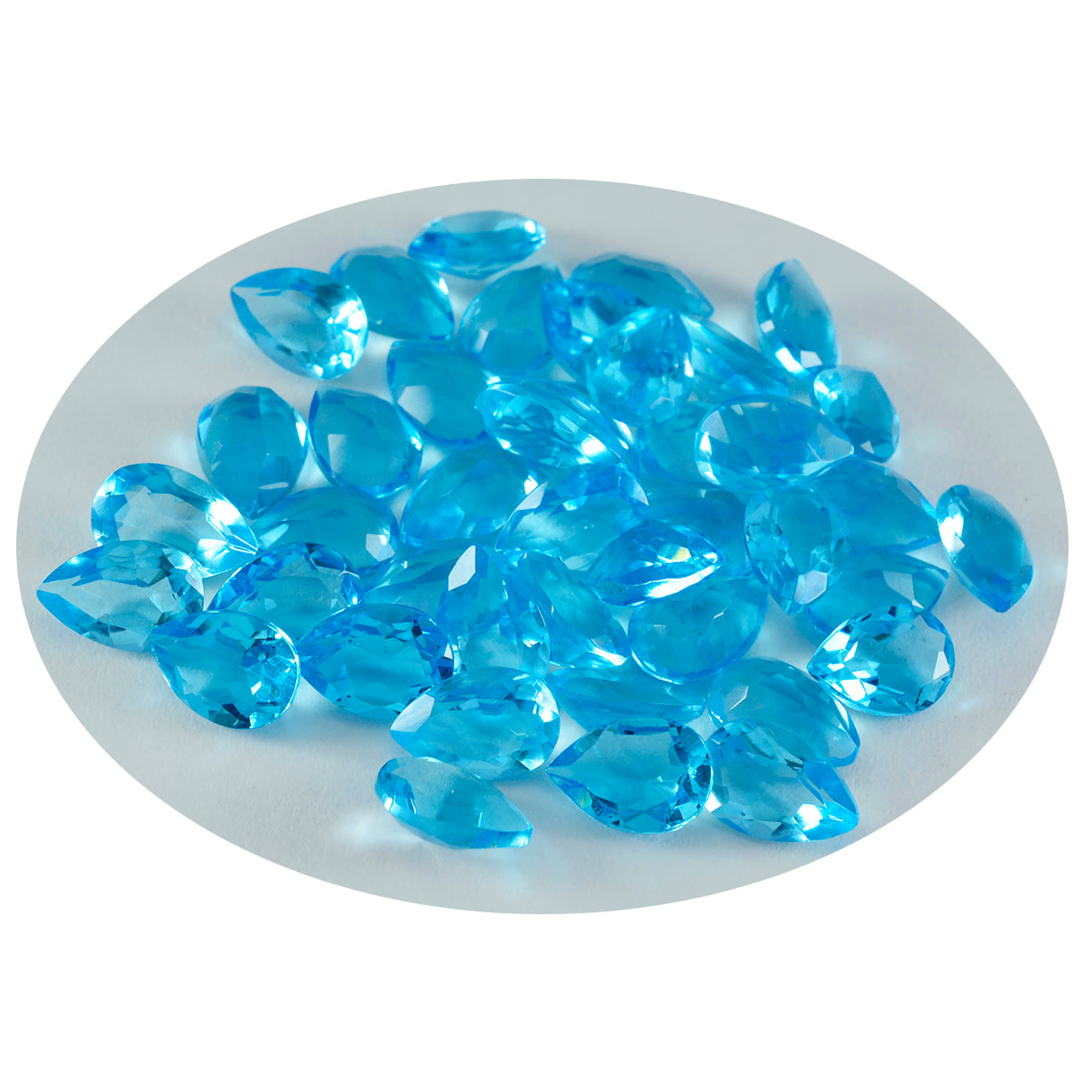 Riyogems 1PC Blue Topaz CZ Faceted 5x7 mm Pear Shape astonishing Quality Gemstone