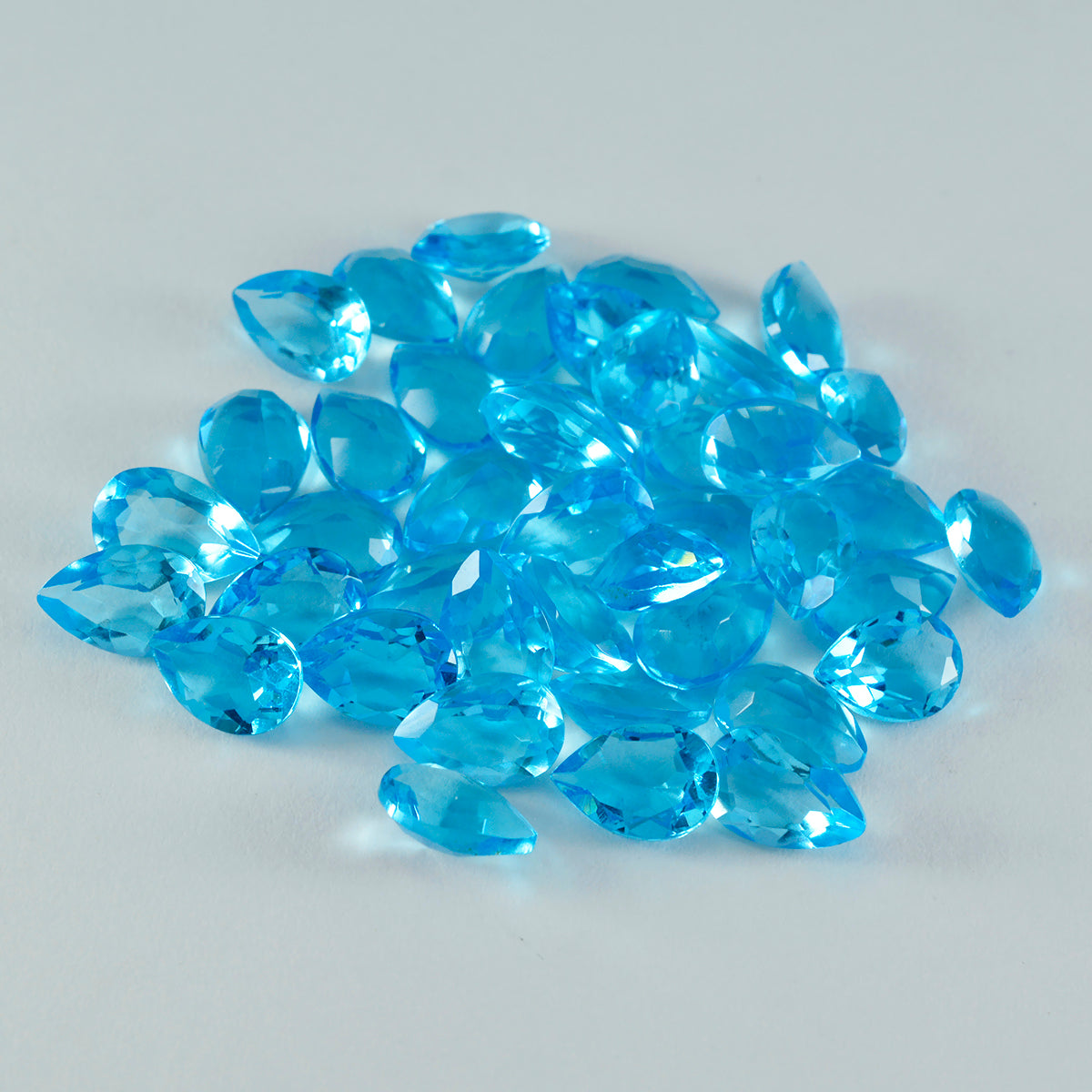 Riyogems 1PC Blue Topaz CZ Faceted 5x7 mm Pear Shape astonishing Quality Gemstone