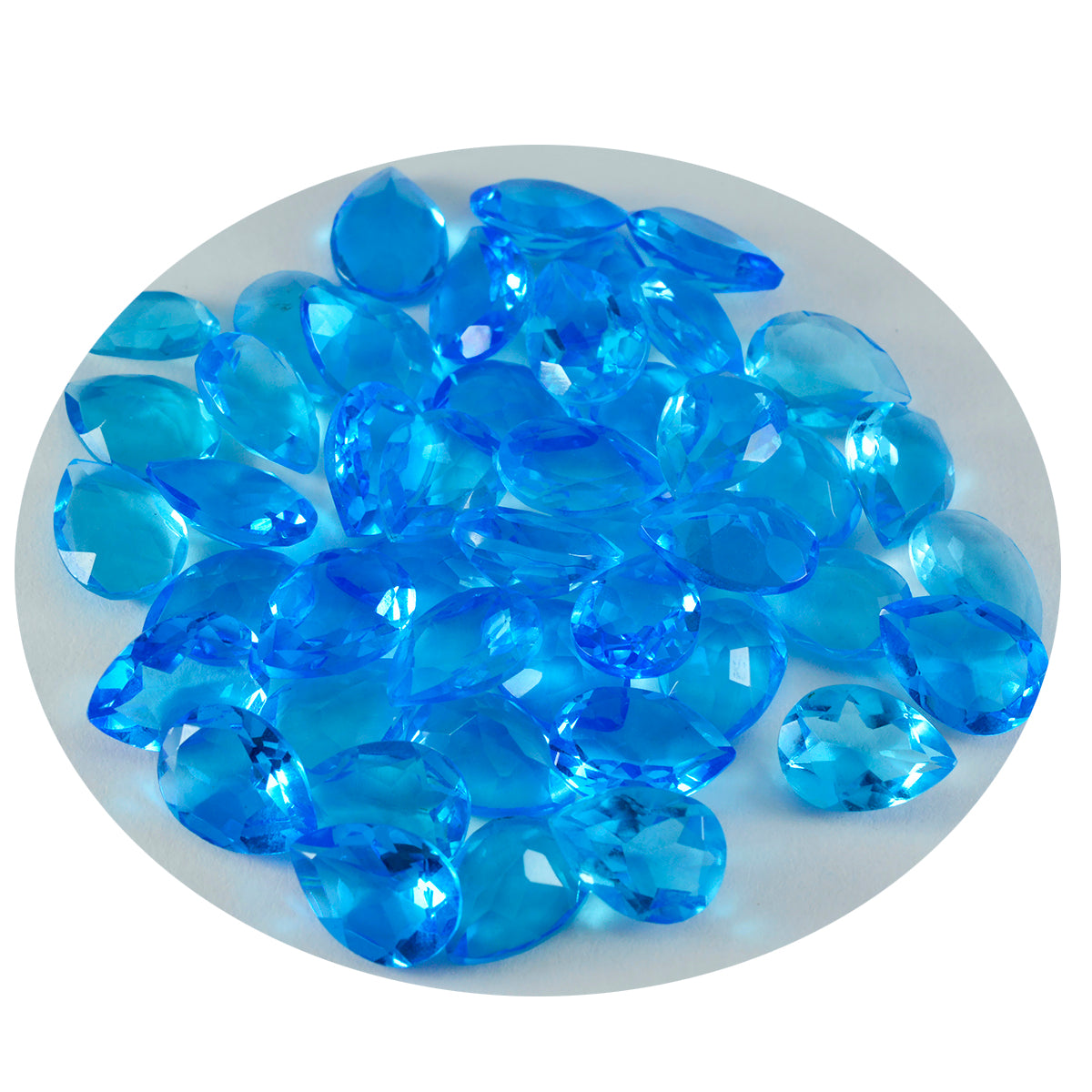 Riyogems 1PC Blue Topaz CZ Faceted 7x10 mm Pear Shape handsome Quality Loose Gems