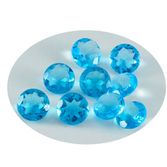 Riyogems 1 Stück blauer Topas, CZ, facettiert, 10 x 10 mm, runde Form, Edelsteine in AA-Qualität