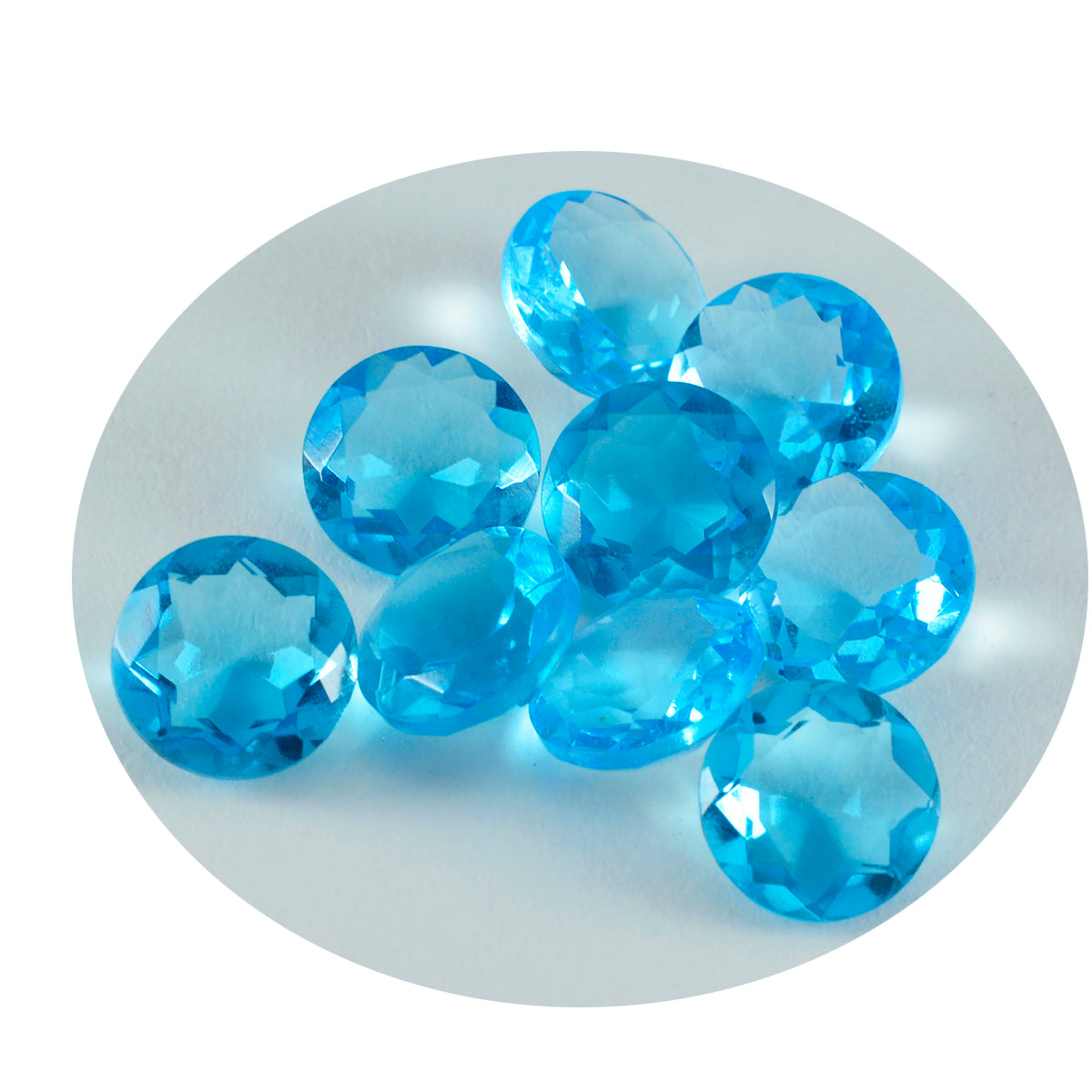 riyogems 1pc blue topaz cz faceted 12x12 mm round shape a quality gemstone