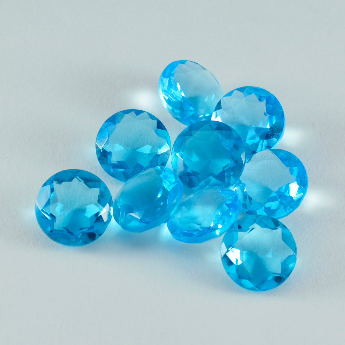riyogems 1pc ブルー トパーズ CZ ファセット 12x12 mm ラウンド形状 a+ 品質宝石
