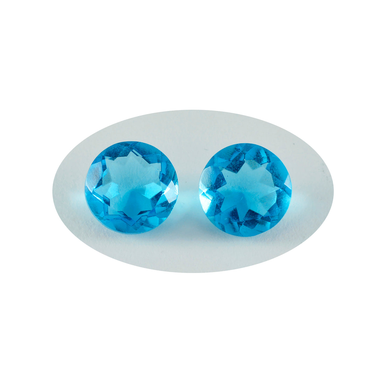 Riyogems 1 Stück blauer Topas, CZ, facettiert, 13 x 13 mm, runde Form, A+1-Qualität, lose Edelsteine