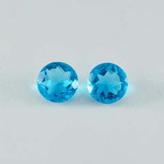 Riyogems 1 pièce topaze bleue cz à facettes 13x13mm forme ronde a + 1 pierre précieuse en vrac de qualité
