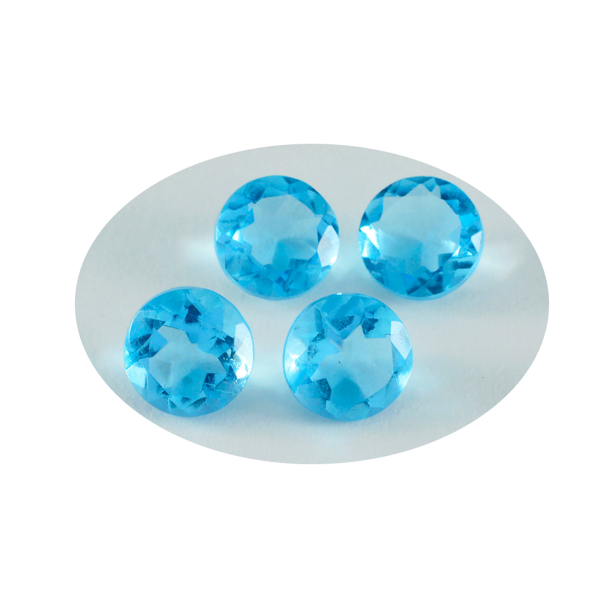 Riyogems 1PC Blue Topaz CZ Faceted 14x14 mm Round Shape A1 Quality Loose Gems