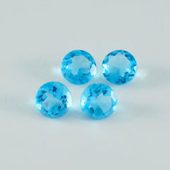 Riyogems 1 Stück blauer Topas, CZ, facettiert, 14 x 14 mm, runde Form, A1-Qualität, lose Edelsteine