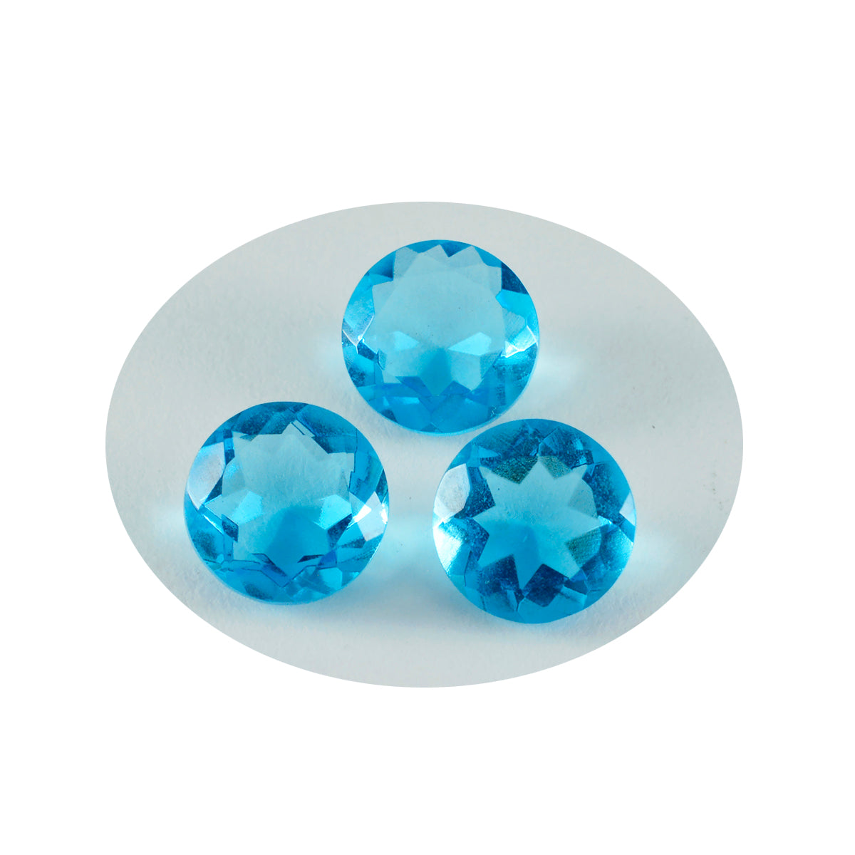 riyogems 1pc blue topaz cz faceted 15x15 mm round shape good quality loose stone