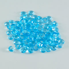 Riyogems 1PC Blue Topaz CZ Faceted 2x2 mm Round Shape wonderful Quality Gems