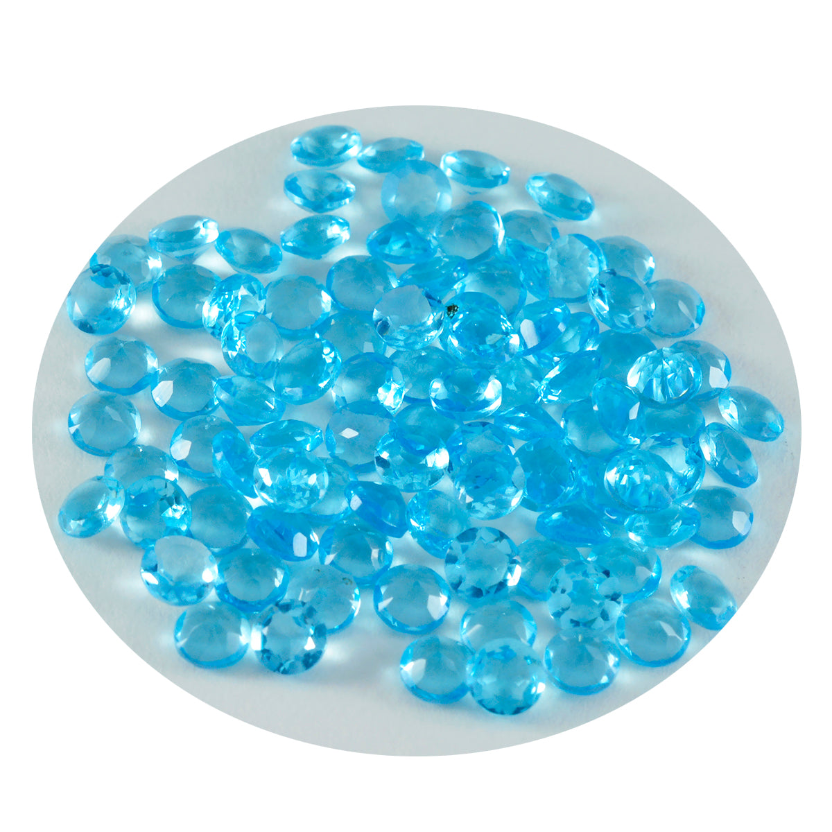 Riyogems 1 Stück blauer Topas, CZ, facettiert, 3 x 3 mm, runde Form, süßer Qualitätsstein