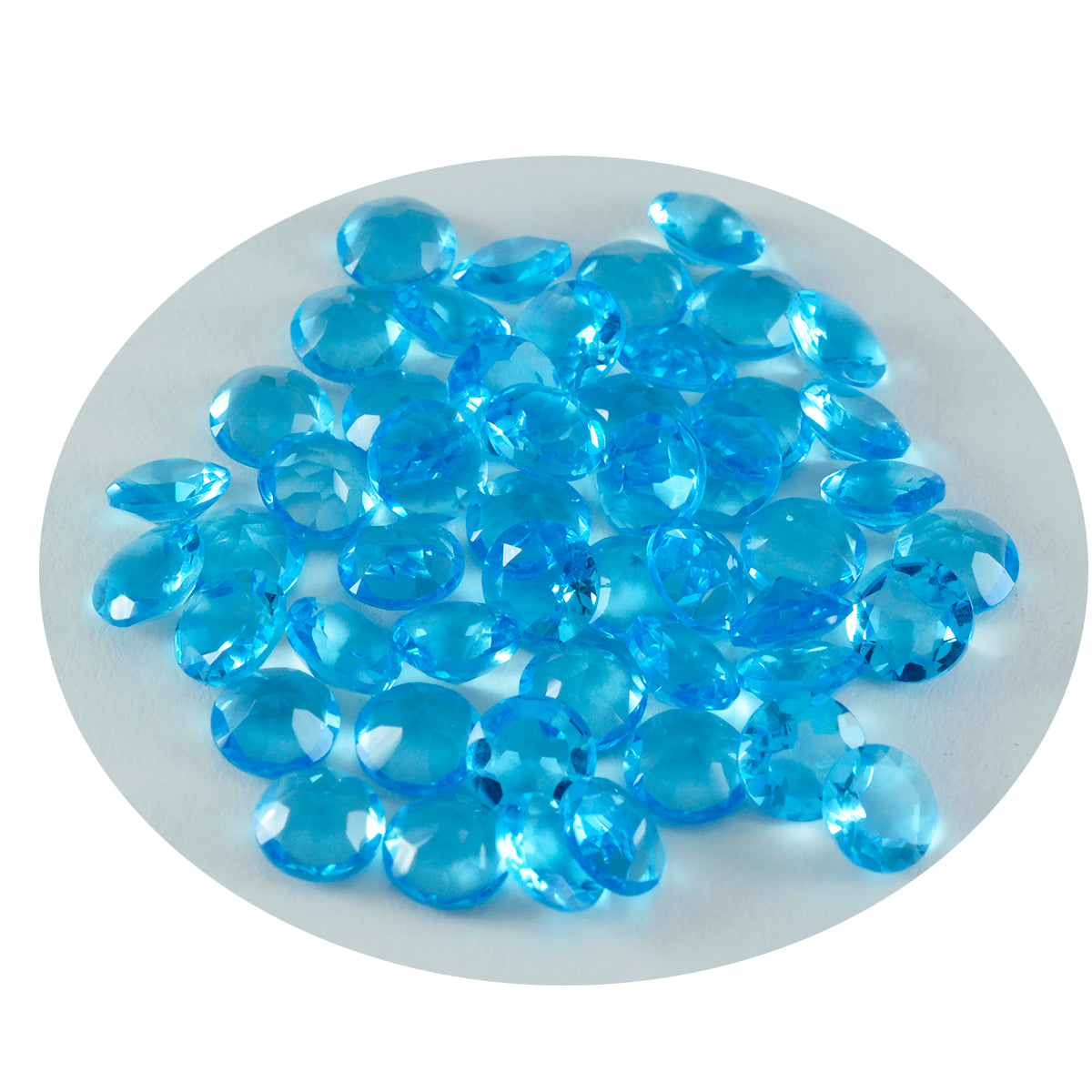 Riyogems 1PC Blue Topaz CZ gefacetteerd 5x5 mm ronde vorm geweldige kwaliteit losse edelsteen