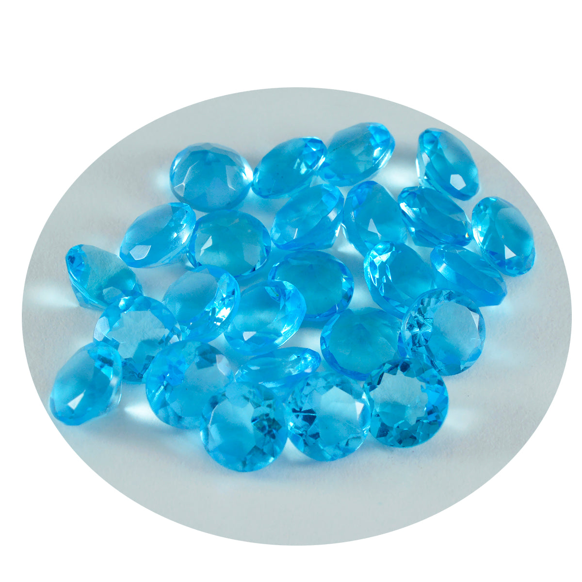 Riyogems 1pc topaze bleue cz facettes 6x6mm forme ronde beauté qualité pierres précieuses en vrac