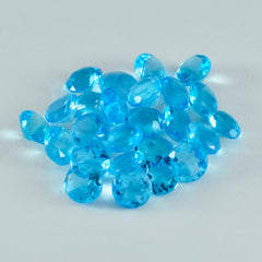 Riyogems 1PC Blue Topaz CZ Faceted 7x7 mm Round Shape amazing Quality Loose Stone