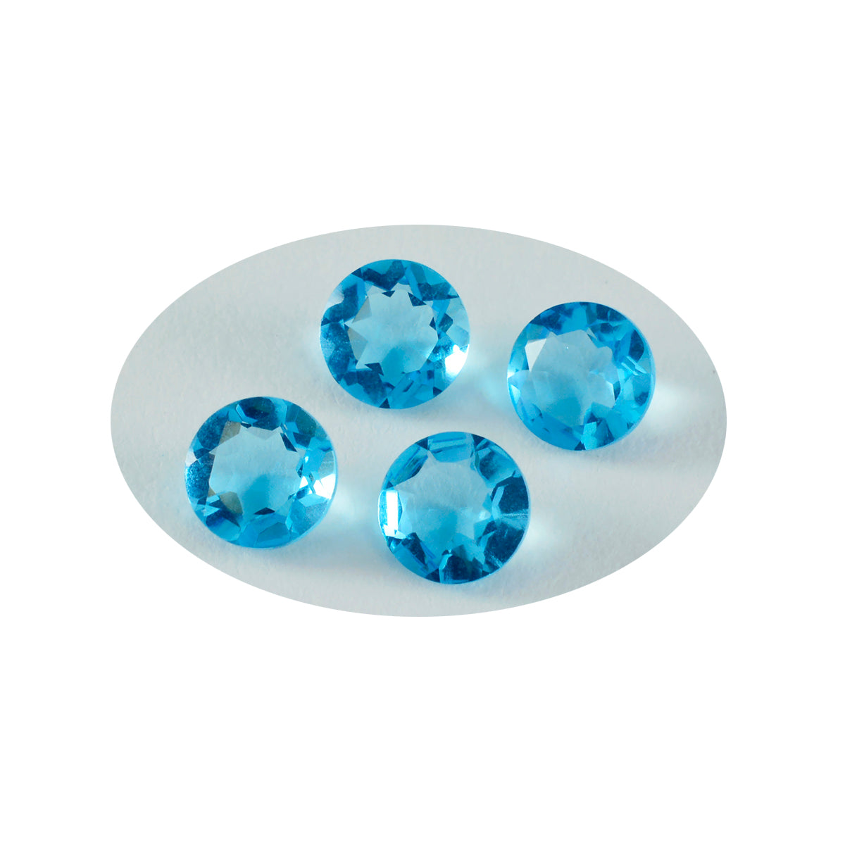 Riyogems 1PC Blue Topaz CZ gefacetteerd 8x8 mm ronde vorm schattige kwaliteit losse edelsteen