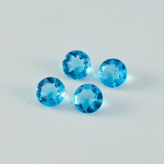 riyogems 1pc ブルー トパーズ CZ ファセット 8x8 mm ラウンド形状かわいい品質ルース宝石