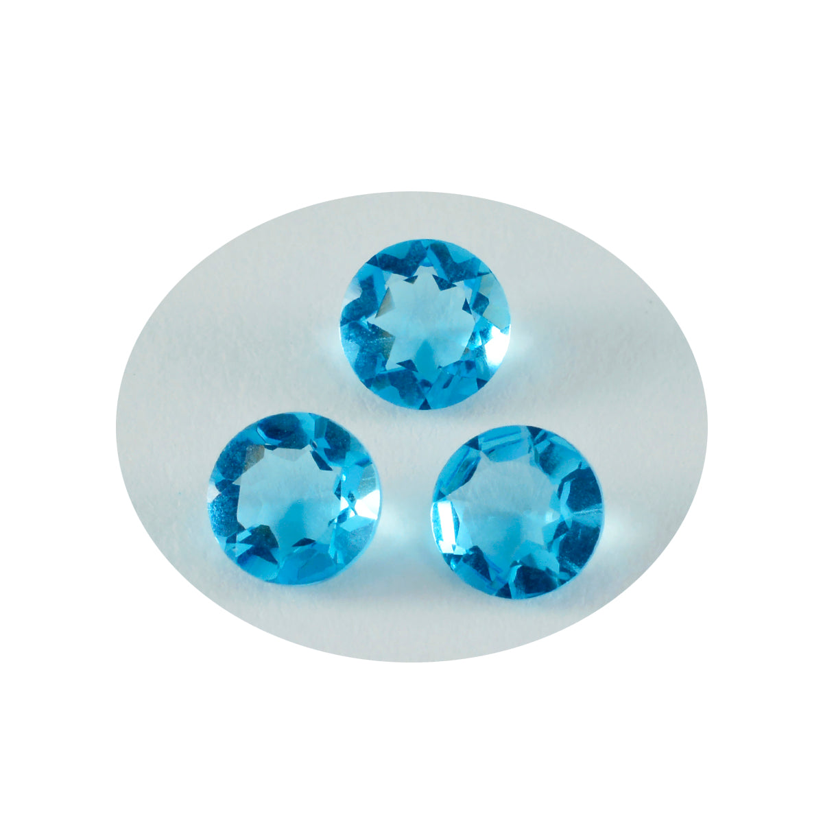 Riyogems 1PC Blue Topaz CZ Faceted 9x9 mm Round Shape A Quality Gem