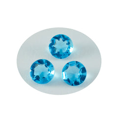 Riyogems 1 Stück blauer Topas, CZ, facettiert, 9 x 9 mm, runde Form, ein Qualitäts-Edelstein