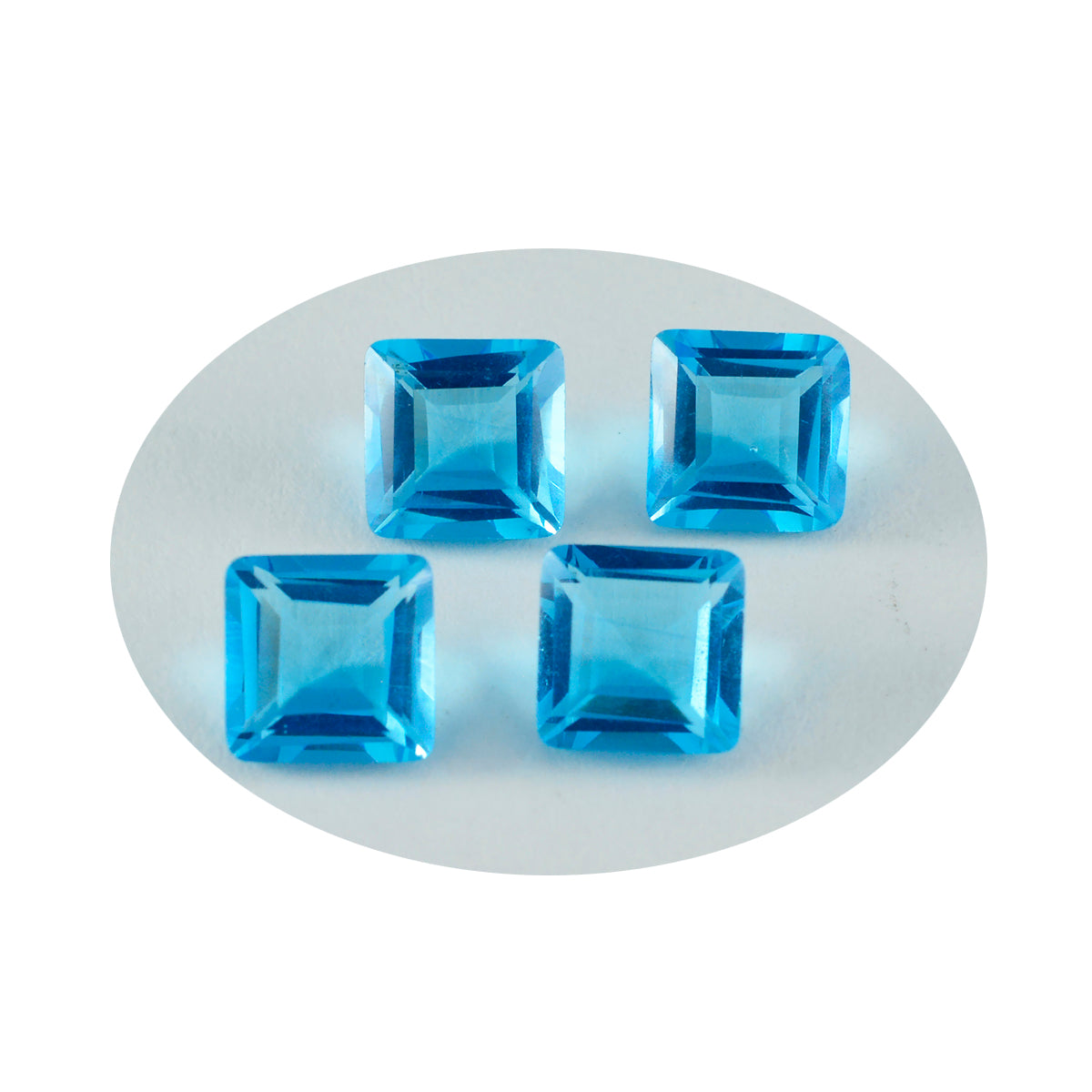 Riyogems 1 Stück blauer Topas, CZ, facettiert, 10 x 10 mm, quadratische Form, schön aussehende, hochwertige lose Edelsteine