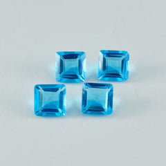 Riyogems 1PC Blue Topaz CZ Faceted 10x10 mm Square Shape nice-looking Quality Loose Gems