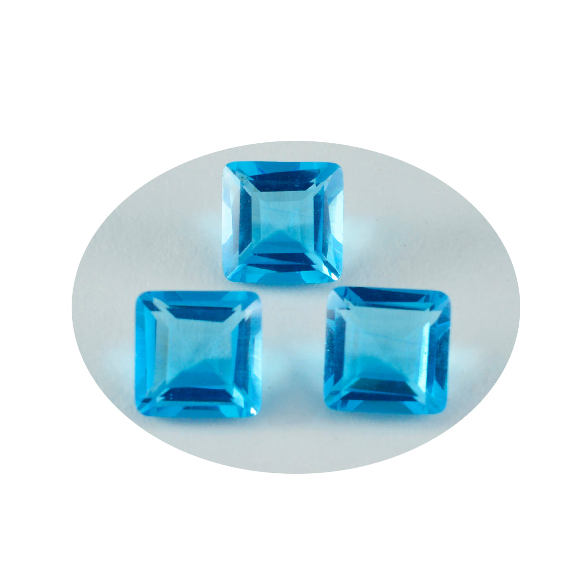 riyogems 1pc ブルー トパーズ CZ ファセット 11x11 mm 正方形の形状の優れた品質のルースストーン
