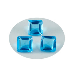 Riyogems 1PC Blue Topaz CZ Faceted 11x11 mm Square Shape excellent Quality Loose Stone