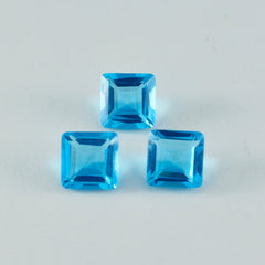 Riyogems 1PC Blue Topaz CZ Faceted 11x11 mm Square Shape excellent Quality Loose Stone