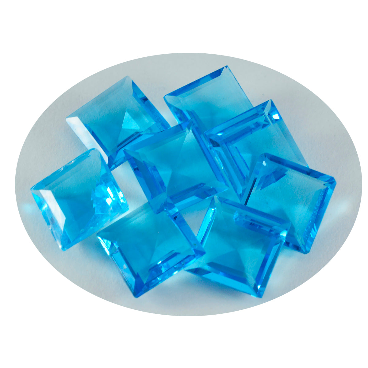 riyogems 1pc topaze bleue cz facettes 13x13 mm forme carrée gemme de qualité étonnante