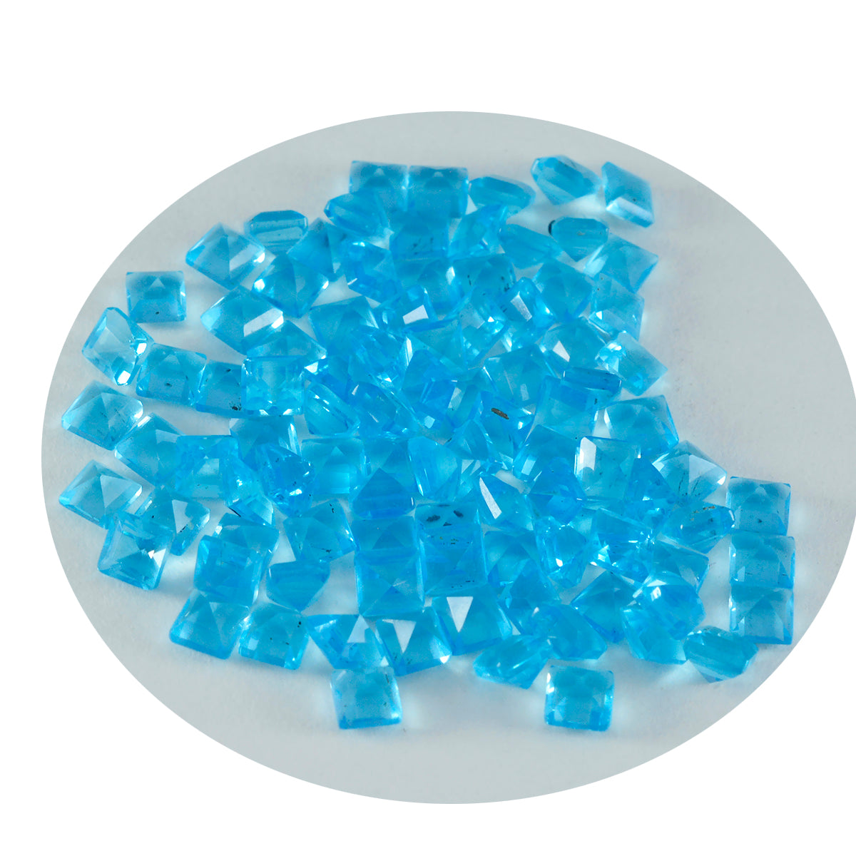 Riyogems 1PC Blue Topaz CZ Faceted 4x4 mm Square Shape Nice Quality Loose Gemstone