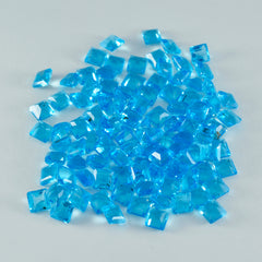Riyogems 1 pièce topaze bleue cz à facettes 5x5mm forme carrée belle pierre précieuse de qualité