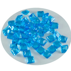 Riyogems 1pc topaze bleue cz facettes 6x6mm forme carrée pierres précieuses de qualité attrayante