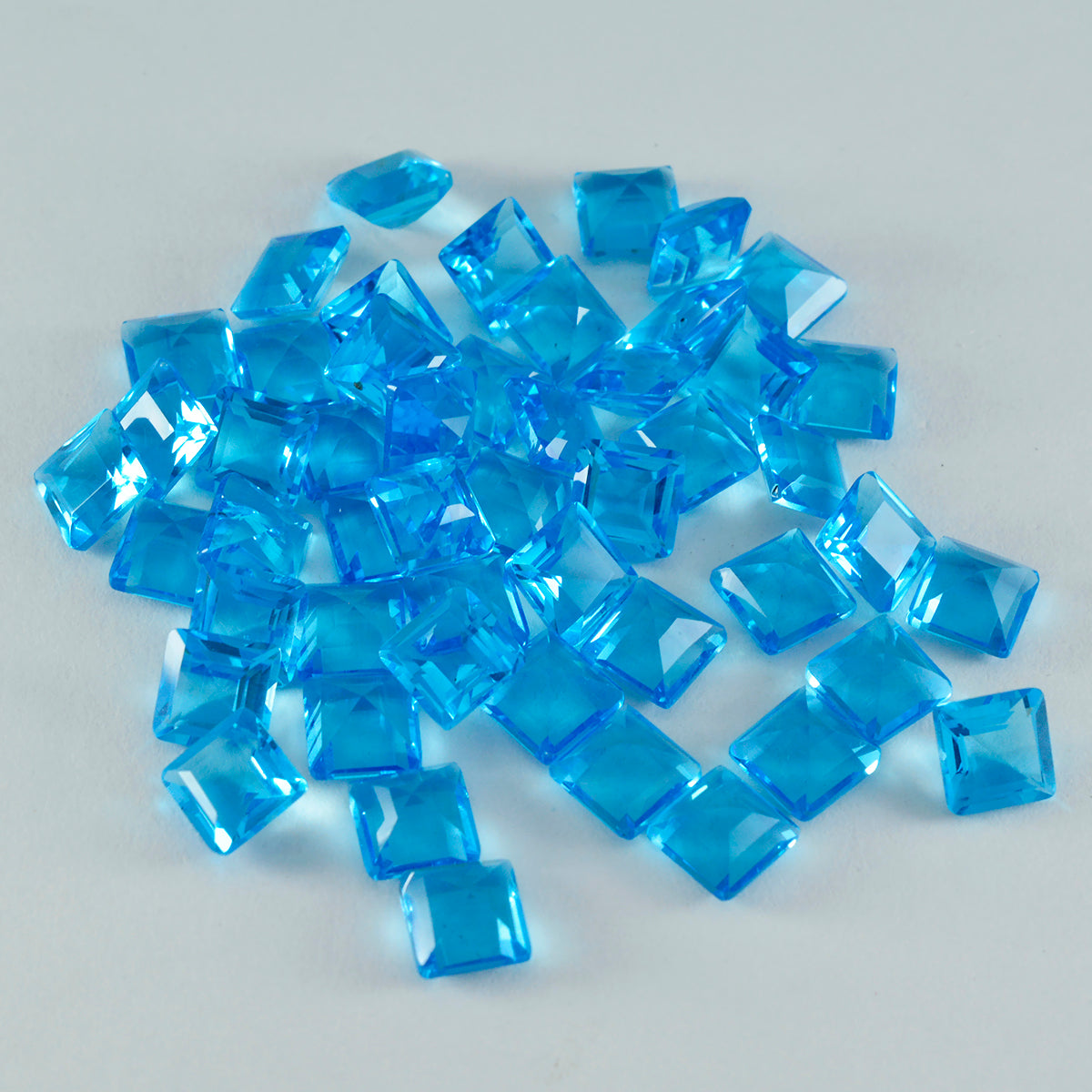 Riyogems 1PC Blue Topaz CZ Faceted 6x6 mm Square Shape attractive Quality Gems