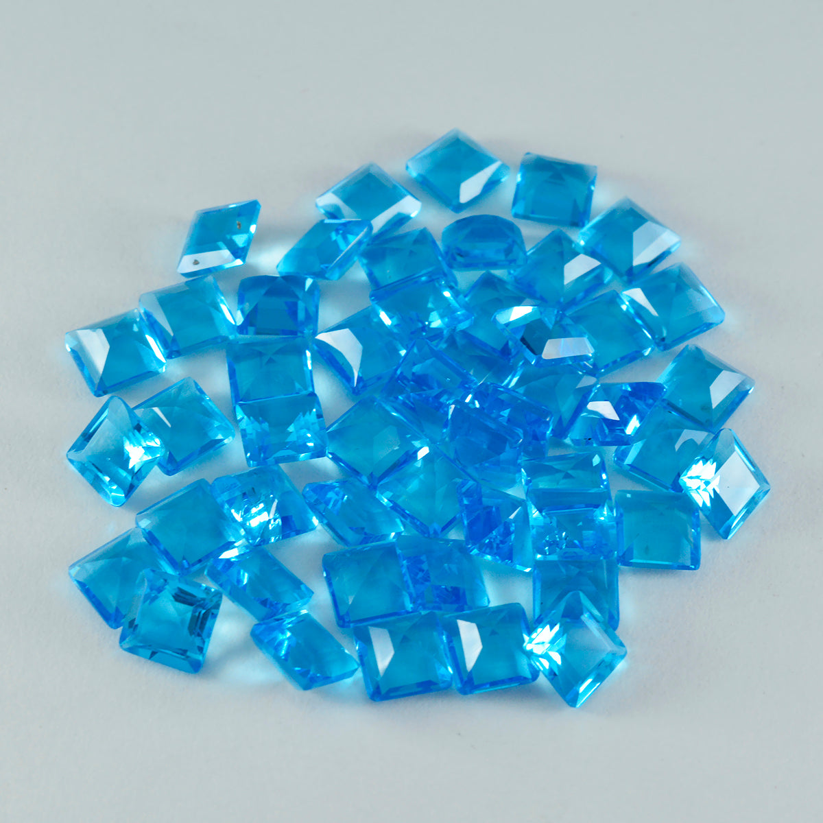 Riyogems 1PC Blue Topaz CZ Faceted 7x7 mm Square Shape pretty Quality Stone