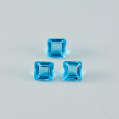Riyogems 1pc topaze bleue cz facettes 8x8mm forme carrée belle pierre précieuse de qualité