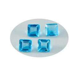 Riyogems 1 pièce topaze bleue cz à facettes 9x9mm forme carrée belle qualité gemme en vrac