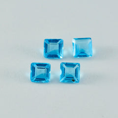Riyogems 1 pièce topaze bleue cz à facettes 9x9mm forme carrée belle qualité gemme en vrac