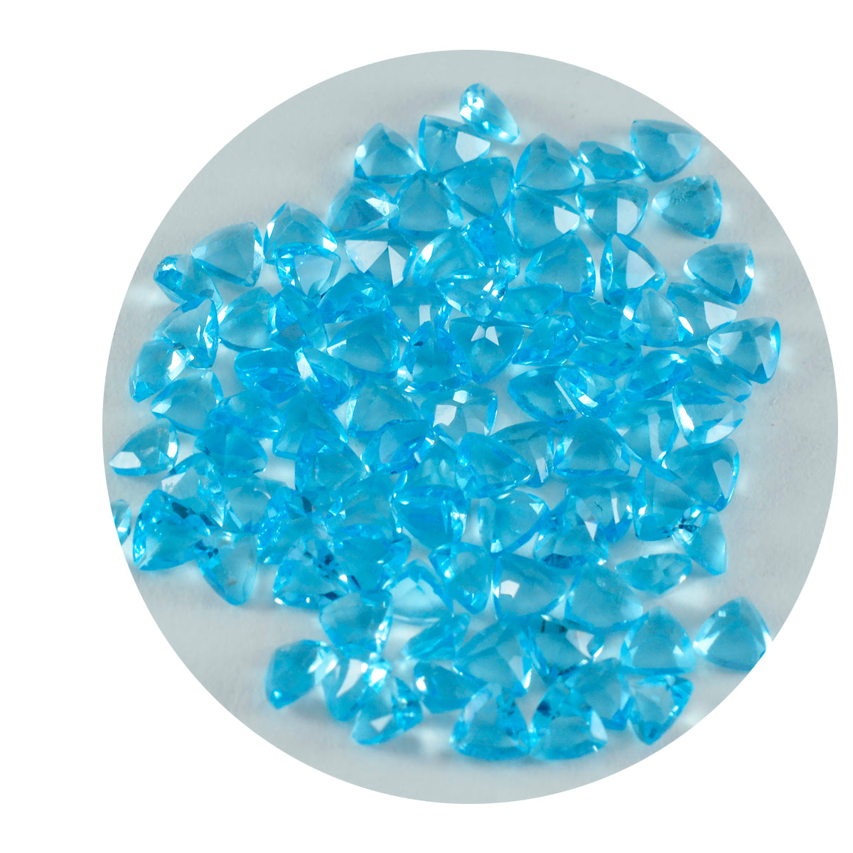 Riyogems 1PC Blue Topaz CZ Faceted 4x4 mm Trillion Shape great Quality Gemstone