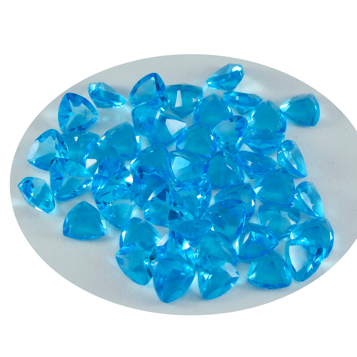 Riyogems 1PC Blue Topaz CZ Faceted 7x7 mm Trillion Shape wonderful Quality Loose Stone