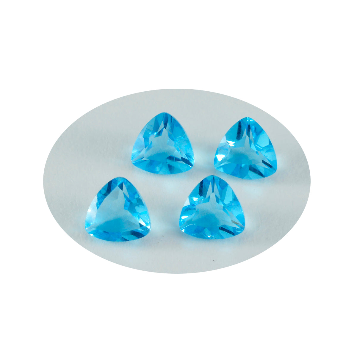 riyogems 1 pezzo di topazio blu cz sfaccettato da 9x9 mm a forma di trilione, gemma di qualità superba