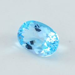 Riyogems 1 pièce de topaze bleue naturelle à facettes 12x16mm de forme ovale de belles pierres précieuses de qualité