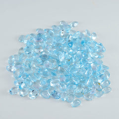 Riyogems 1 Stück natürlicher blauer Topas, facettiert, 3 x 5 mm, ovale Form, Edelstein in AAA-Qualität