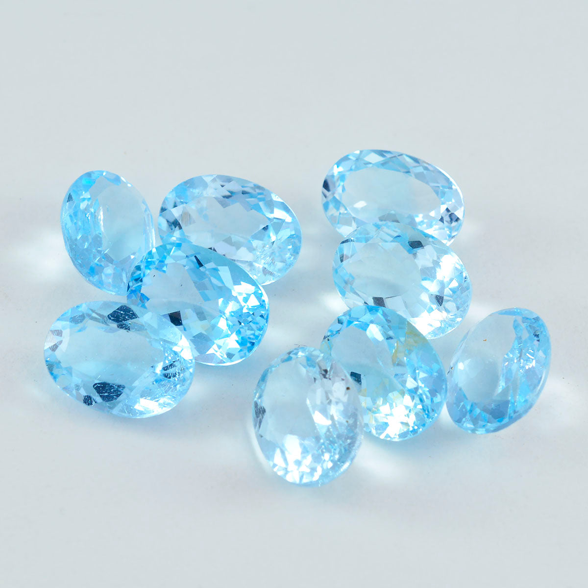 Riyogems 1PC Genuine Blue Topaz Faceted 8x10 mm Oval Shape Nice Quality Loose Gems