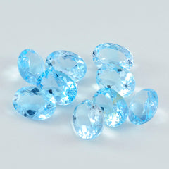 Riyogems 1 pièce de topaze bleue véritable à facettes 8x10mm de forme ovale, pierres précieuses en vrac de belle qualité