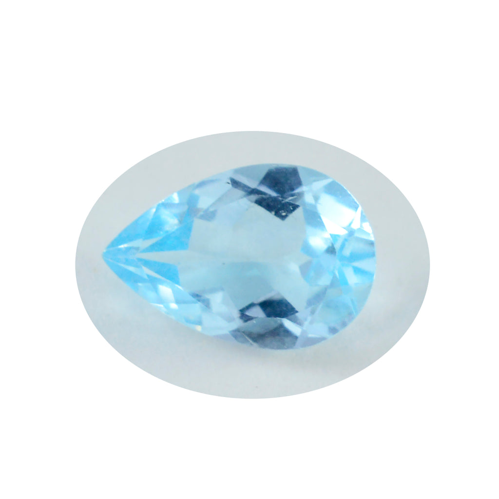 Riyogems 1PC Natural Blue Topaz Faceted 12x16 mm Pear Shape fantastic Quality Stone