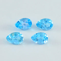 Riyogems 1 pièce de topaze bleue véritable à facettes 6x9mm en forme de poire de jolies pierres précieuses en vrac de qualité