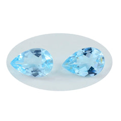 Riyogems 1 pièce de topaze bleue véritable à facettes 9x13mm en forme de poire, belle pierre précieuse de qualité
