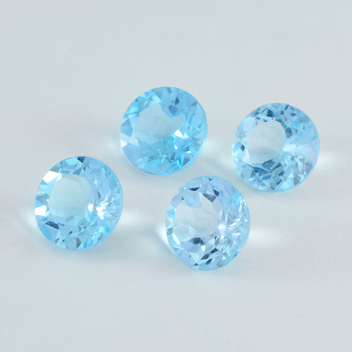Riyogems 1PC Genuine Blue Topaz Faceted 12x12 mm Round Shape AAA Quality Loose Gems